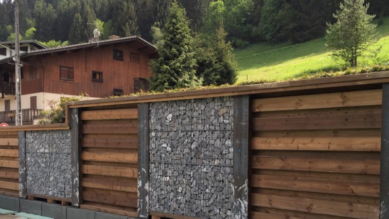 Panneau pare vue gabion et bois